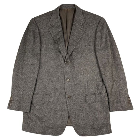 Ermenegildo Zegna Tan & Green Woven Cashmere Silk 3 Button 2 Vent Blazer Mens 42